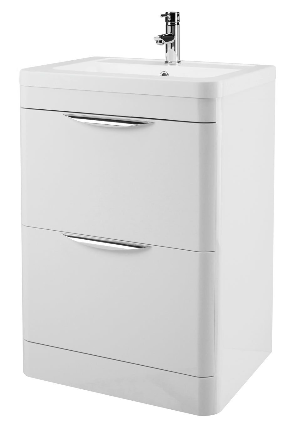 Parade Floor Standing 2 Drawer Vanity Unit with Ceramic Basin 600mm - Mersey Bathrooms Ltd