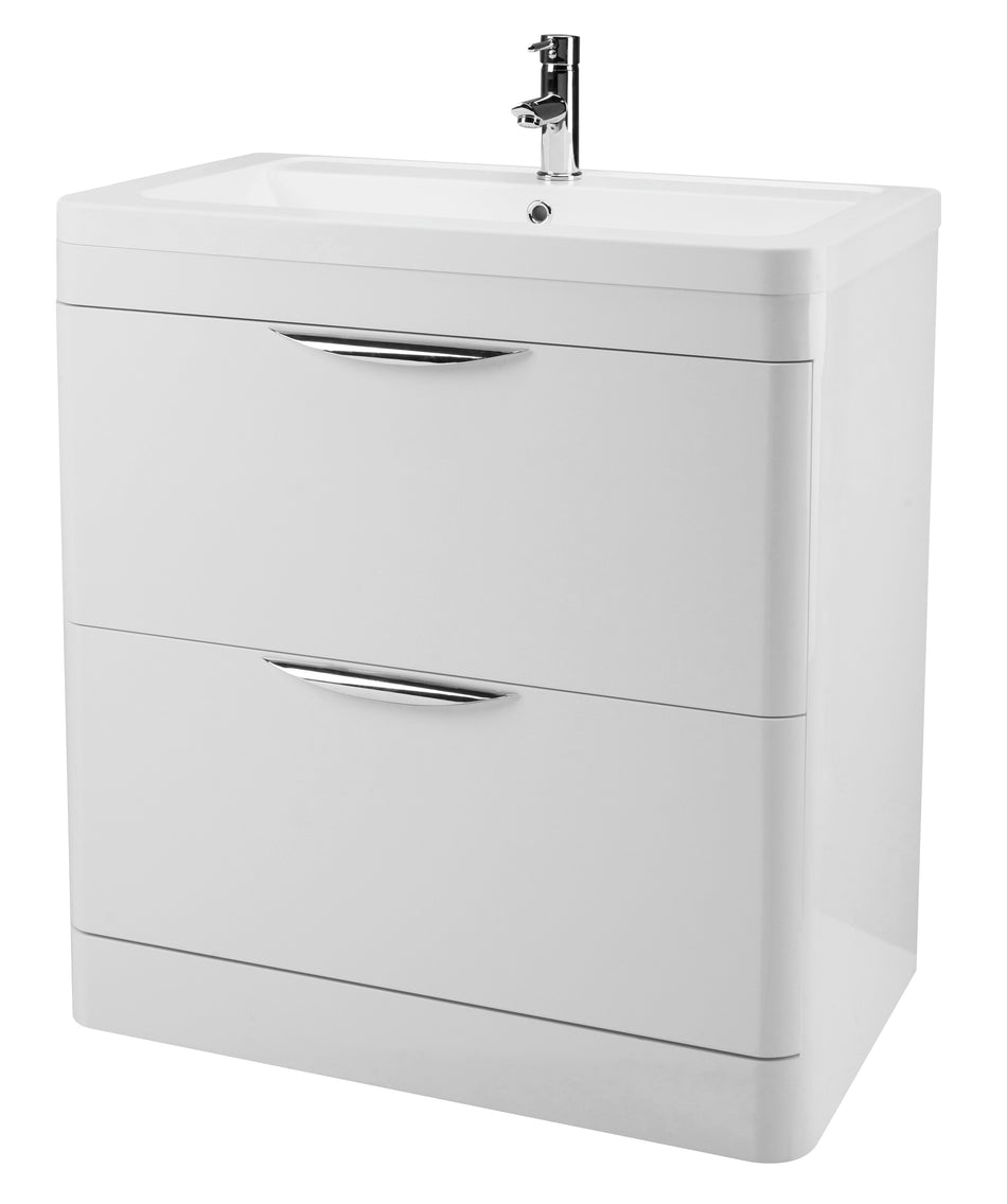 Parade Floor Standing 2 Drawer Vanity Unit with Ceramic Basin 800mm - Mersey Bathrooms Ltd