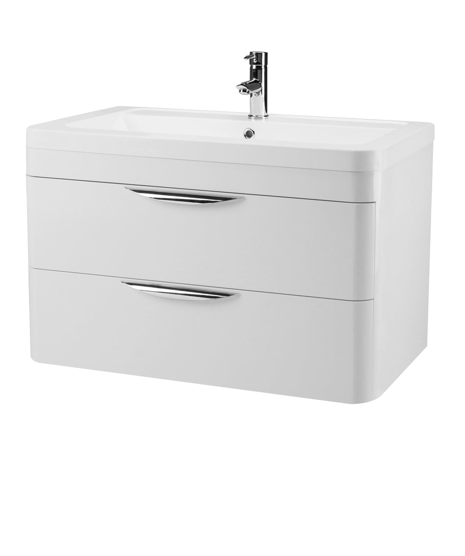 Parade Wall Hung 2 Drawer Vanity Unit with Ceramic Basin 800mm - Mersey Bathrooms Ltd