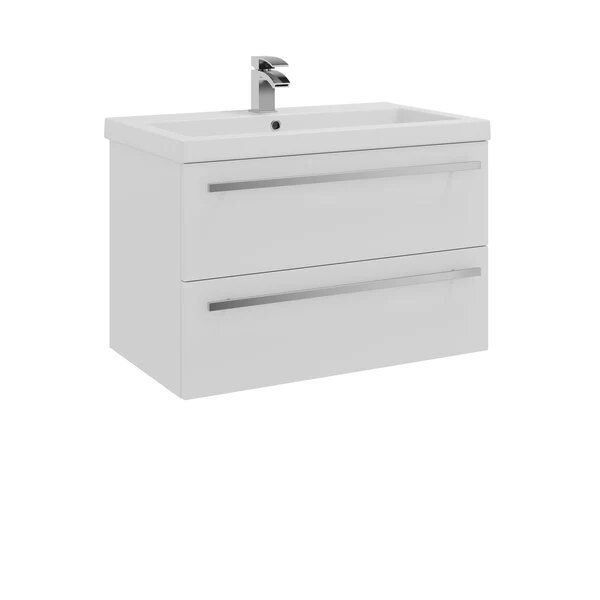 Purity 2 Drawer Wall Mounted Cabinet & Mid Depth Ceramic Basin 800mm X 450mm