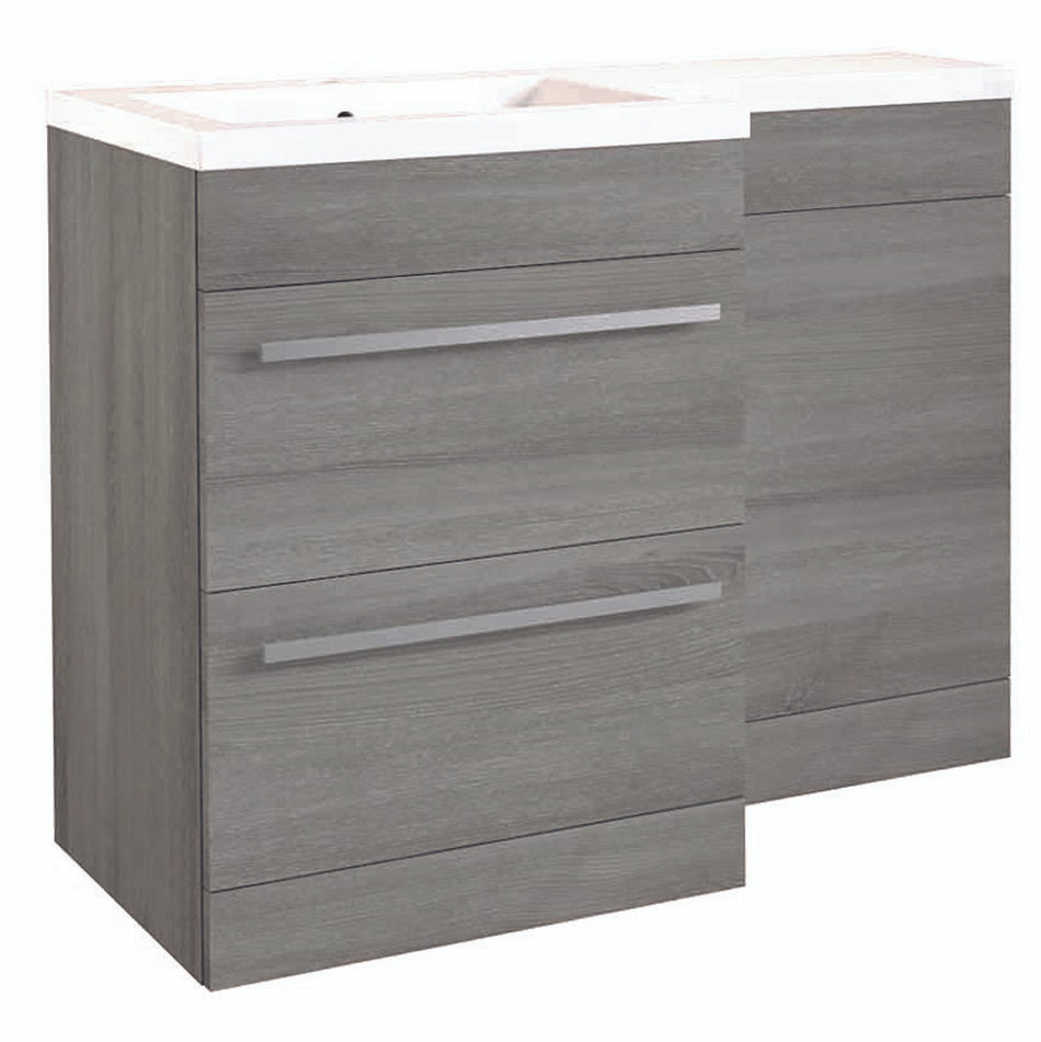 Matrix 2 Drawer L-Shaped Furniture Pack 1100mm Silver Oak