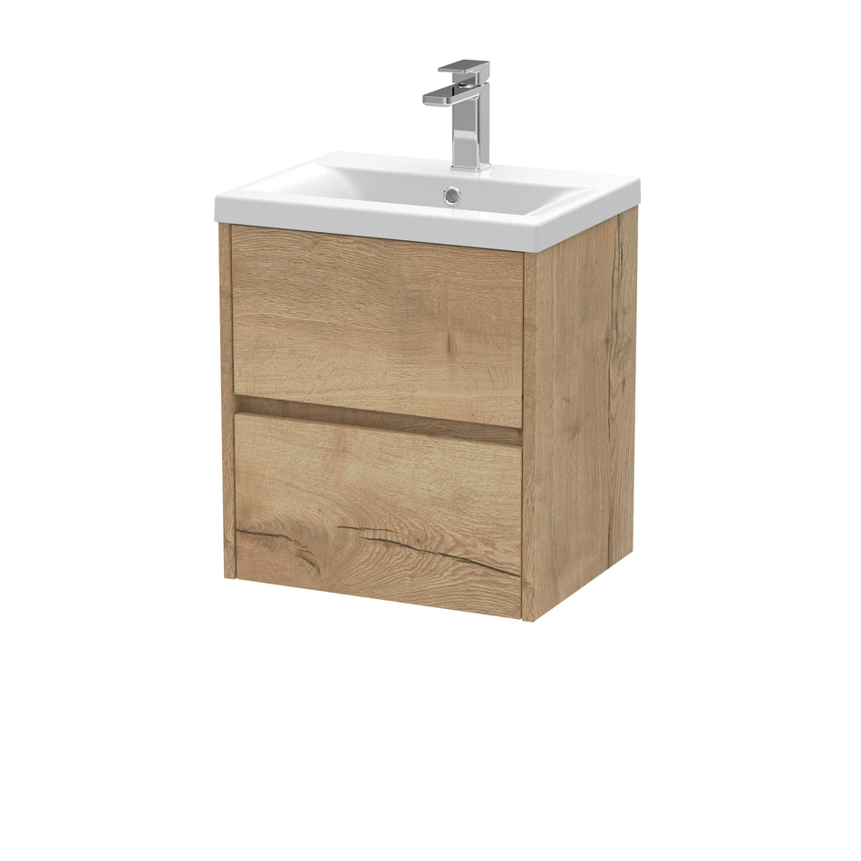 HR Havana Wall Hung 2 Drawer Vanity Basin Unit & Mid-Edge Ceramic Basin, 500mm