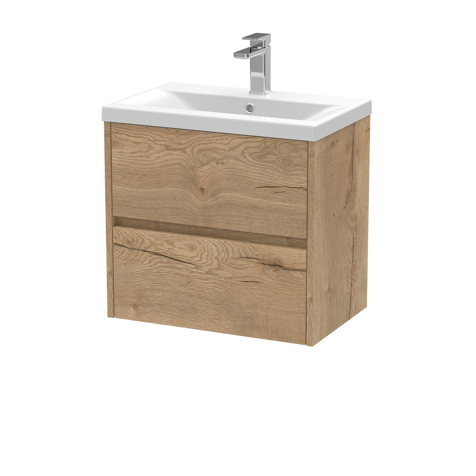 HR Havana Wall Hung 2 Drawer Vanity Basin Unit & Mid-Edge Ceramic Basin, 600mm