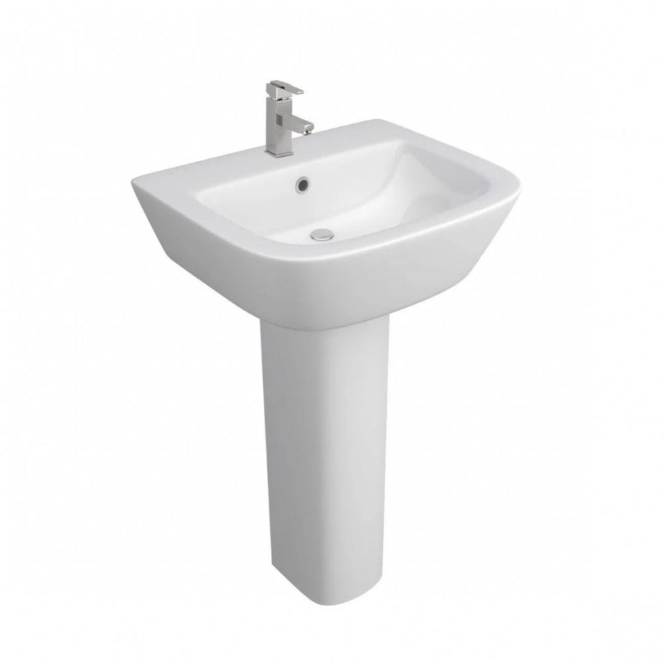 KARTELL Project Square 530mm Basin 1 Tap Hole and Pedestal