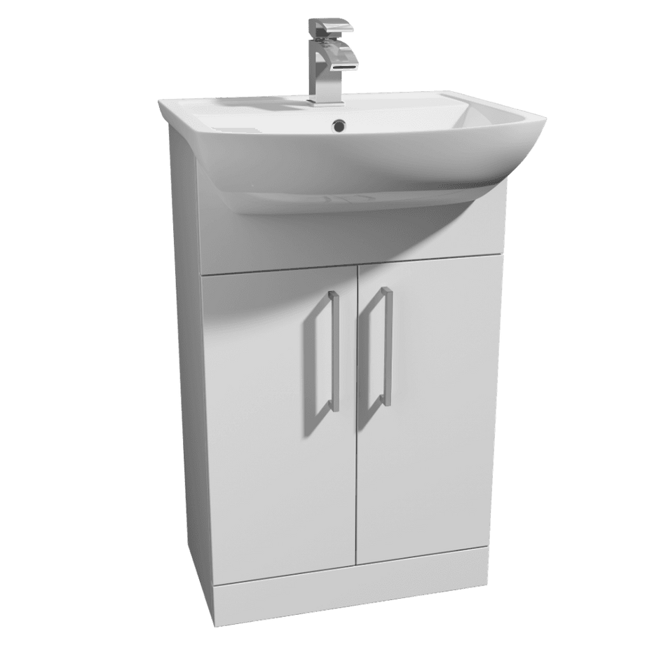 Pure 550mm 1 Tap Hole Vanity Unit Set including Basin - White Gloss