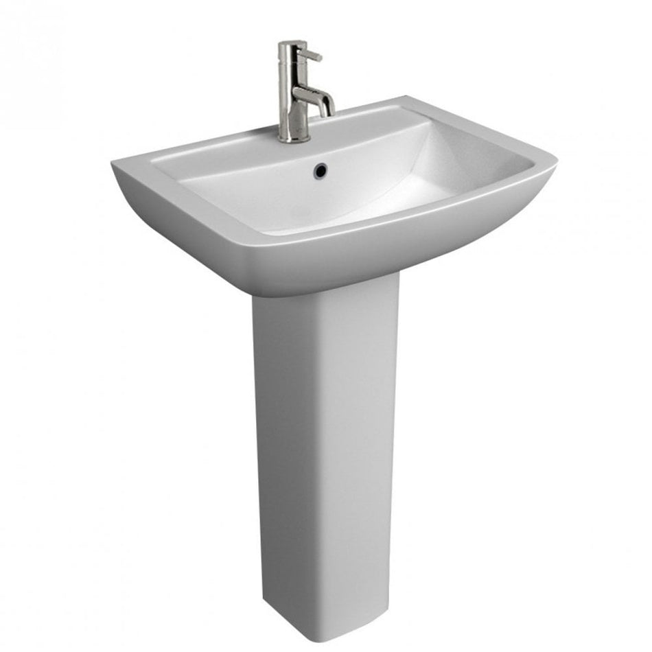 KARTELL Pure 550mm Basin 1 Tap Hole and Pedestal