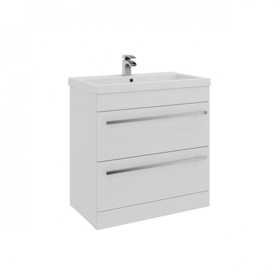 Kartell Purity 800mm Floor Standing Vanity Unit and Ceramic Basin 2 Drawer