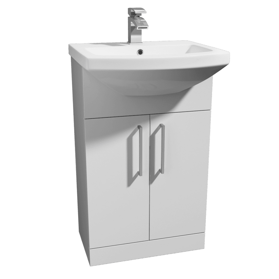 KARTELL Trim 550mm 1 Tap Hole Vanity Unit Set including Basin - White Gloss