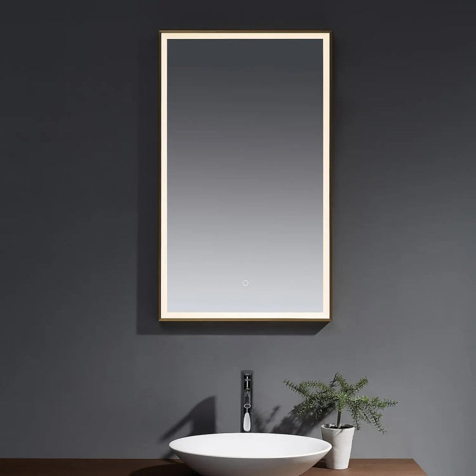 Winchcombe LED Bathroom Mirror with Touch Sensor 1000mm H x 600mm W - Brushed Brass Frame