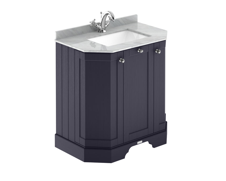 HR Floor Standing 3 Door Angled Vanity Unit with 1 Tap Hole Grey Marble Top 750mm