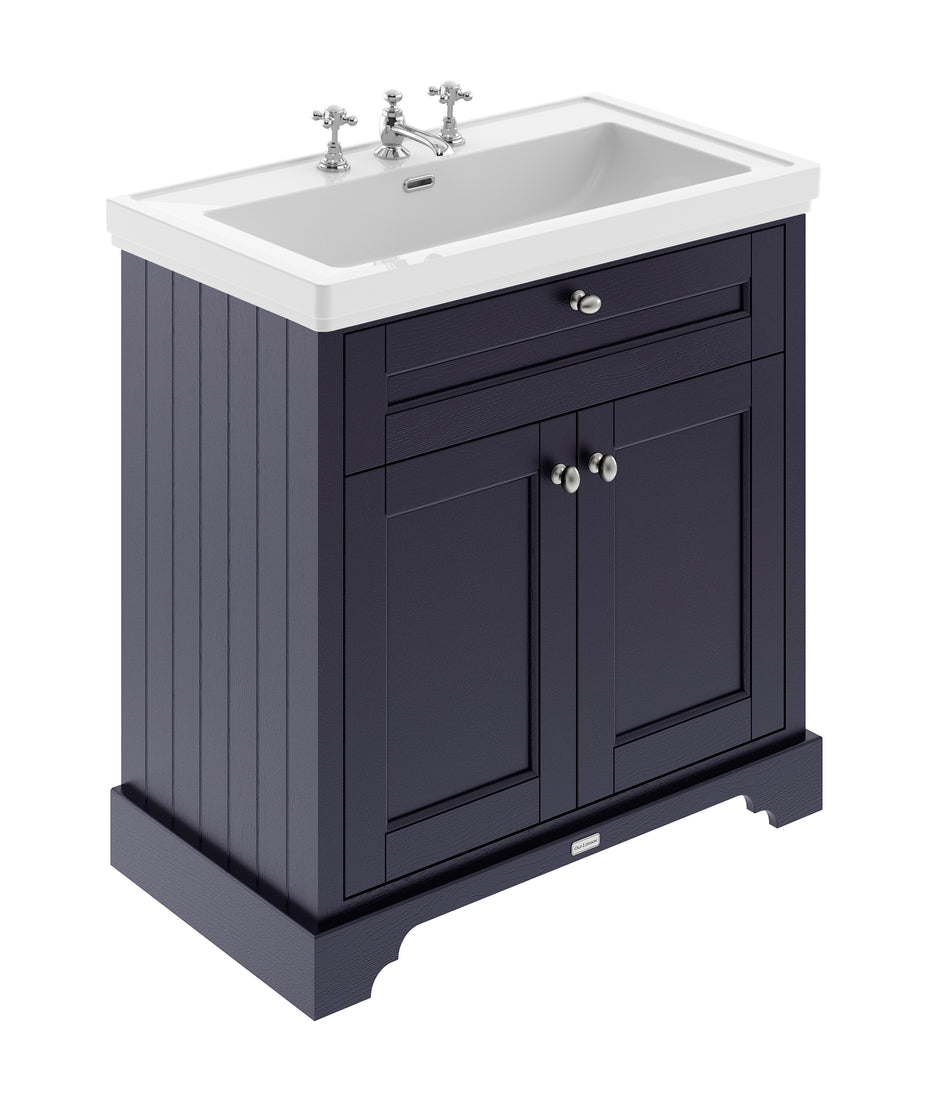 HR Old London Floor Standing 2 Door Vanity Unit & 3 Tap Hole Fireclay Basin, 800mm