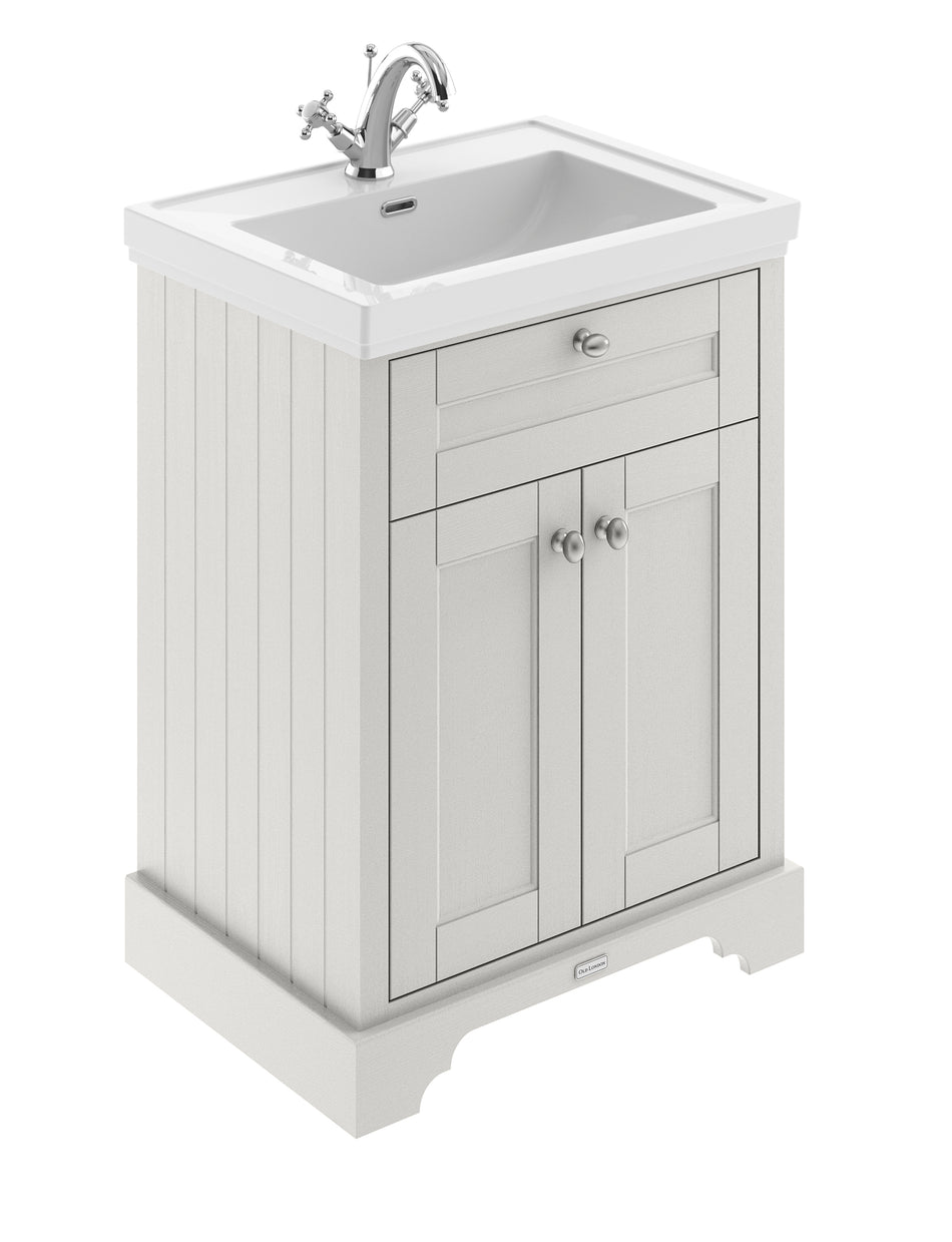 HR Old London Floor Standing 2 Door Vanity Unit & 1 Tap Hole Fireclay Basin, 600mm