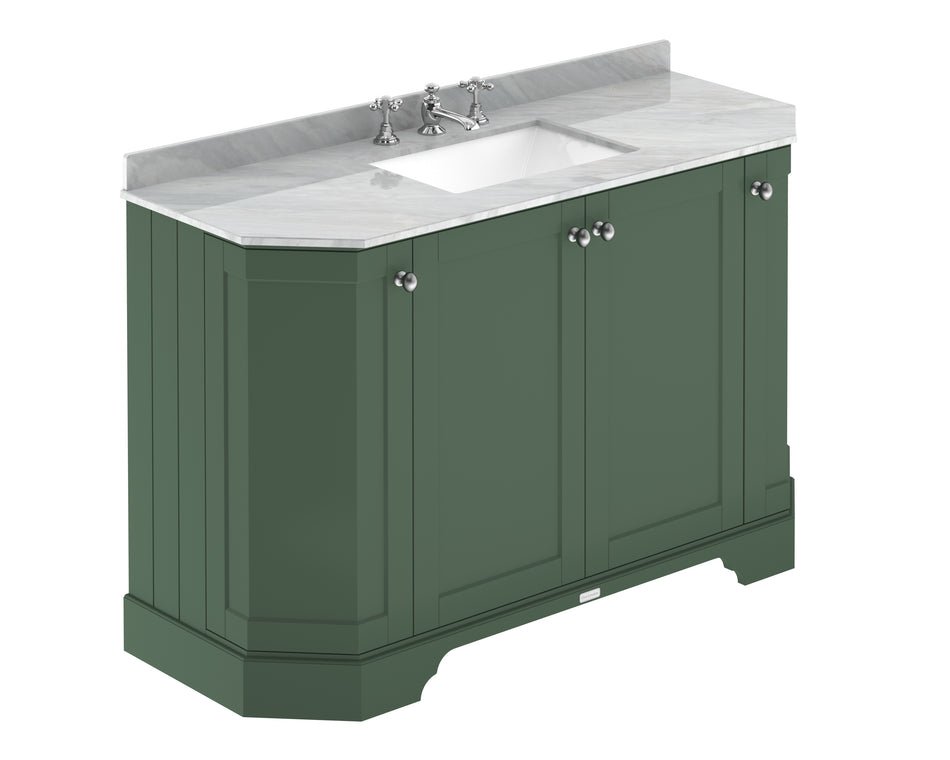 HR Floor Standing 4 Door Angled Vanity Unit with 3 Tap Hole Grey Marble Top 1200mm