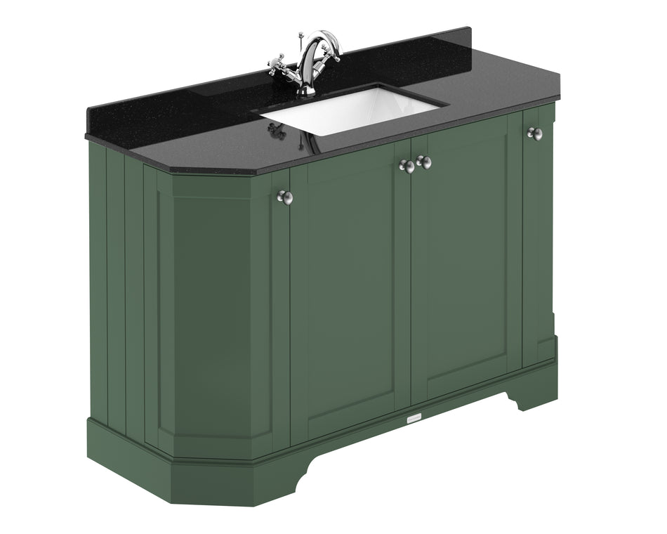 HR Floor Standing 4 Door Angled Vanity Unit with 1 Tap Hole Black Marble Top 1200mm