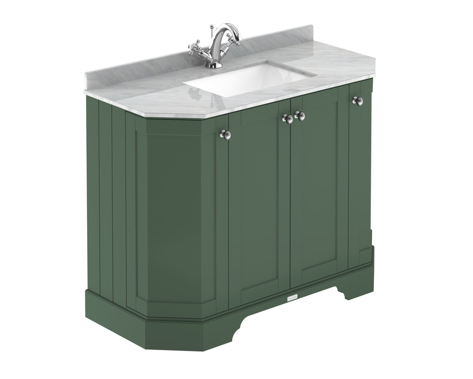 HR Floor Standing 4 Door Angled Vanity Unit with 1 Tap Hole Grey Marble Top 1000mm