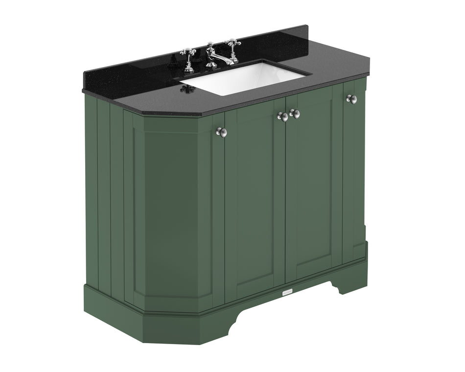 HR Floor Standing 4 Door Angled Vanity Unit with 3 Tap Hole Black Marble Top 1000mm