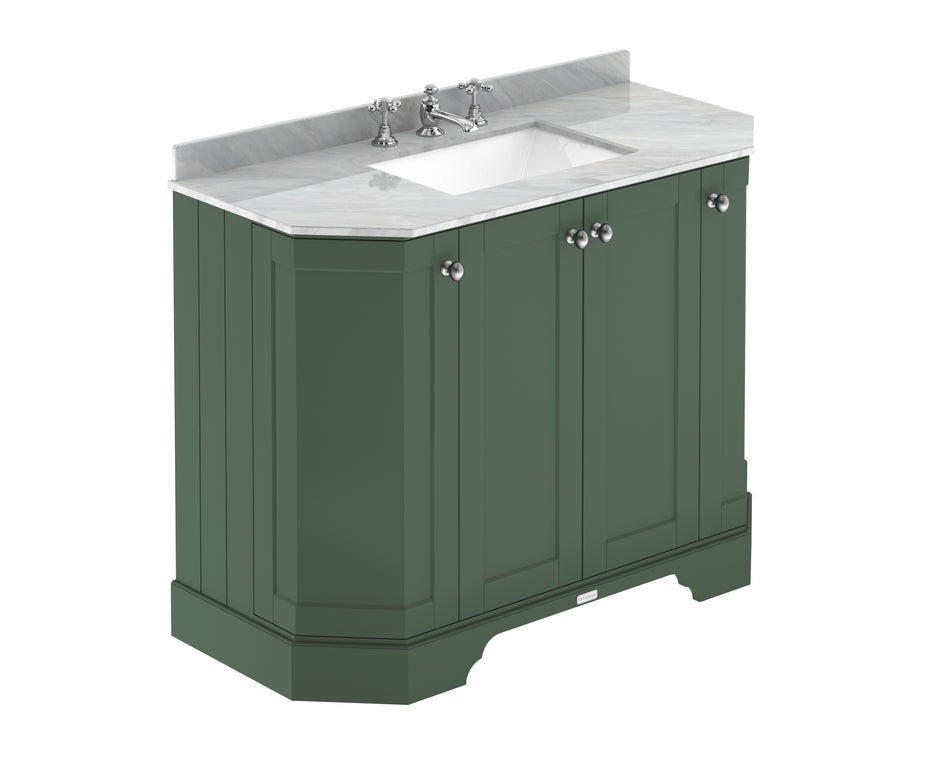 HR Floor Standing 4 Door Angled Vanity Unit with 3 Tap Hole Grey Marble Top 1000mm