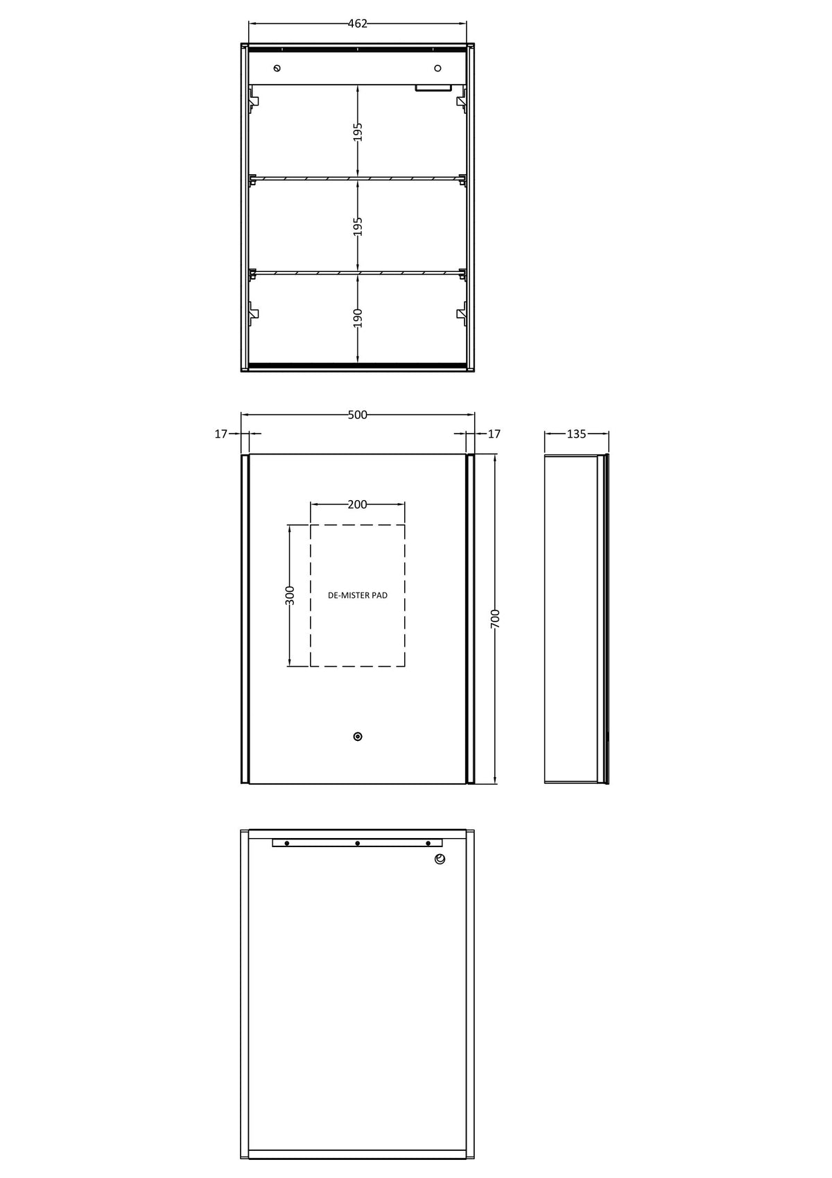 Pavo 500mm Mirror Cabinet - Mersey Bathrooms Ltd