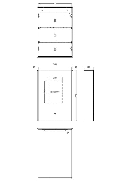 Pavo 500mm Mirror Cabinet - Mersey Bathrooms Ltd