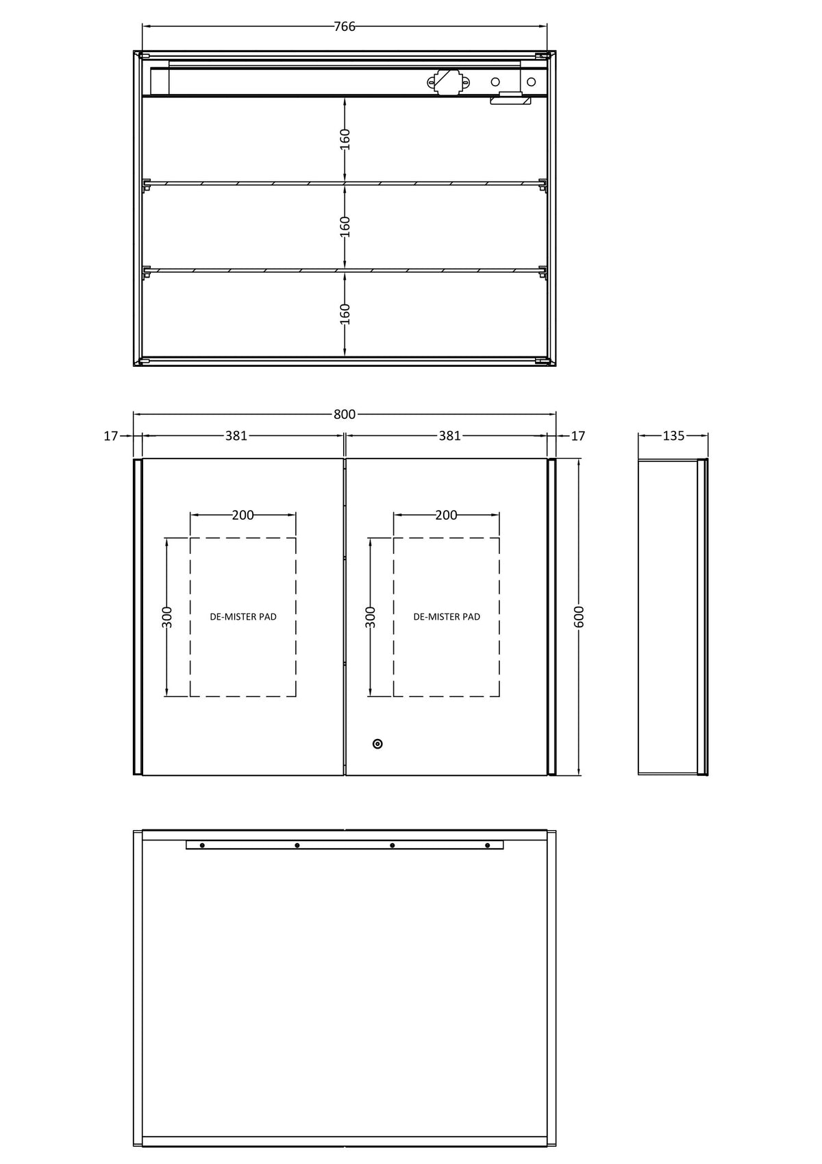 Leda 800mm Mirror Cabinet - Mersey Bathrooms Ltd