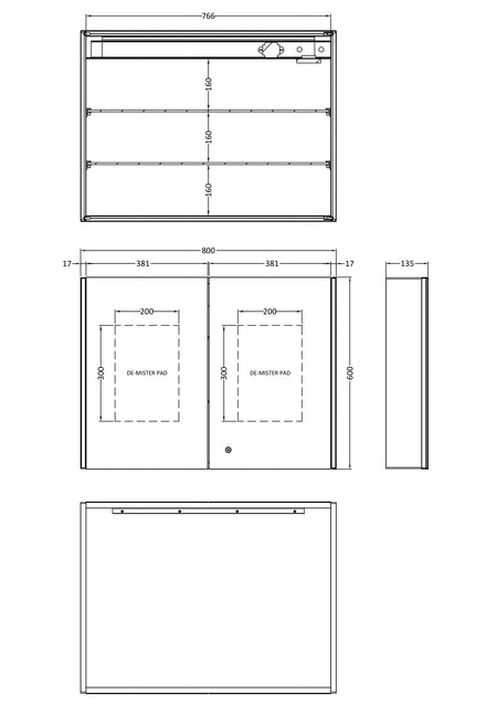 Leda 800mm Mirror Cabinet - Mersey Bathrooms Ltd