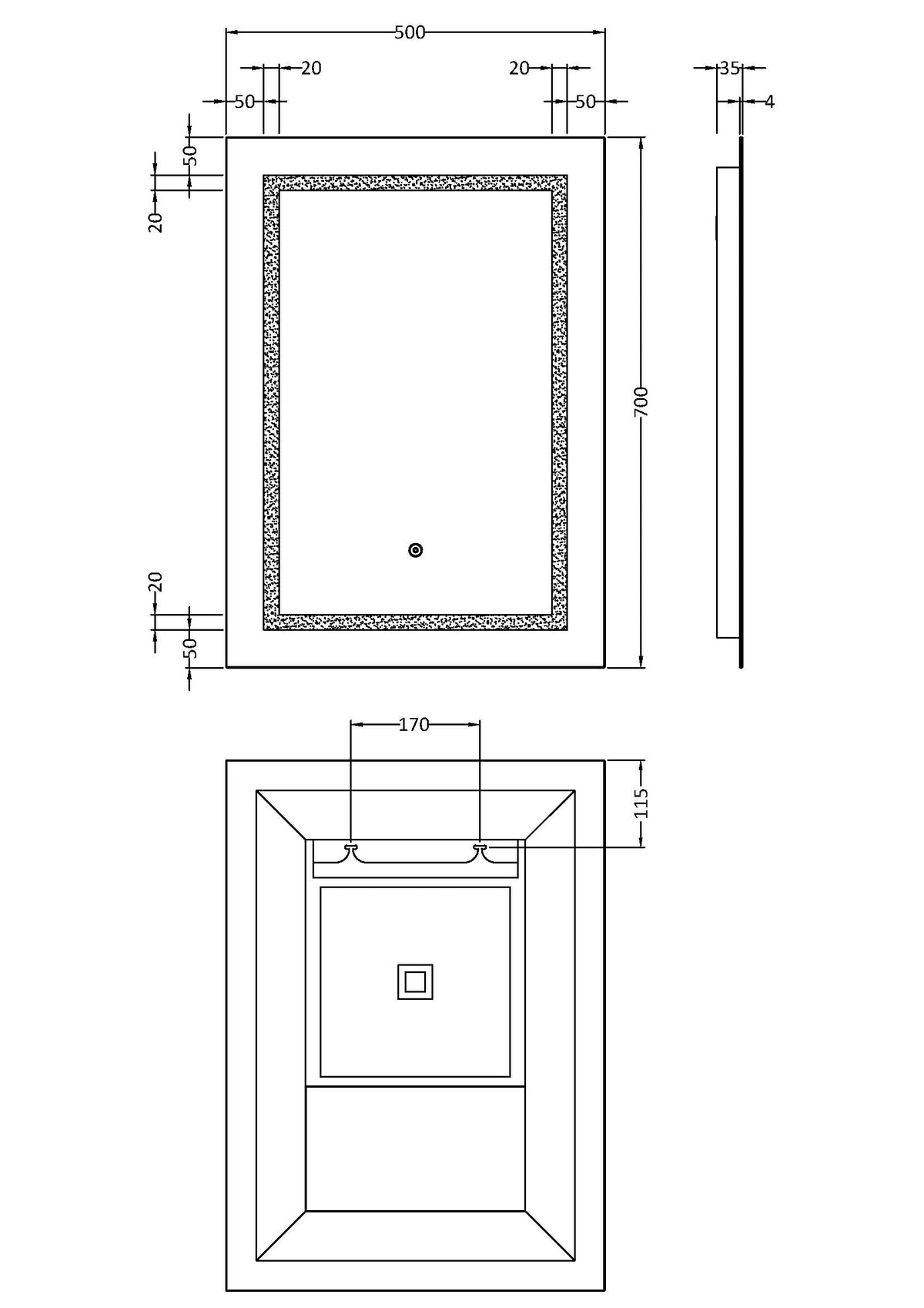 Sculptor 700mm x 500mm Touch Sensor Mirror - Mersey Bathrooms Ltd