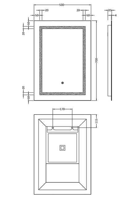 Sculptor 700mm x 500mm Touch Sensor Mirror - Mersey Bathrooms Ltd