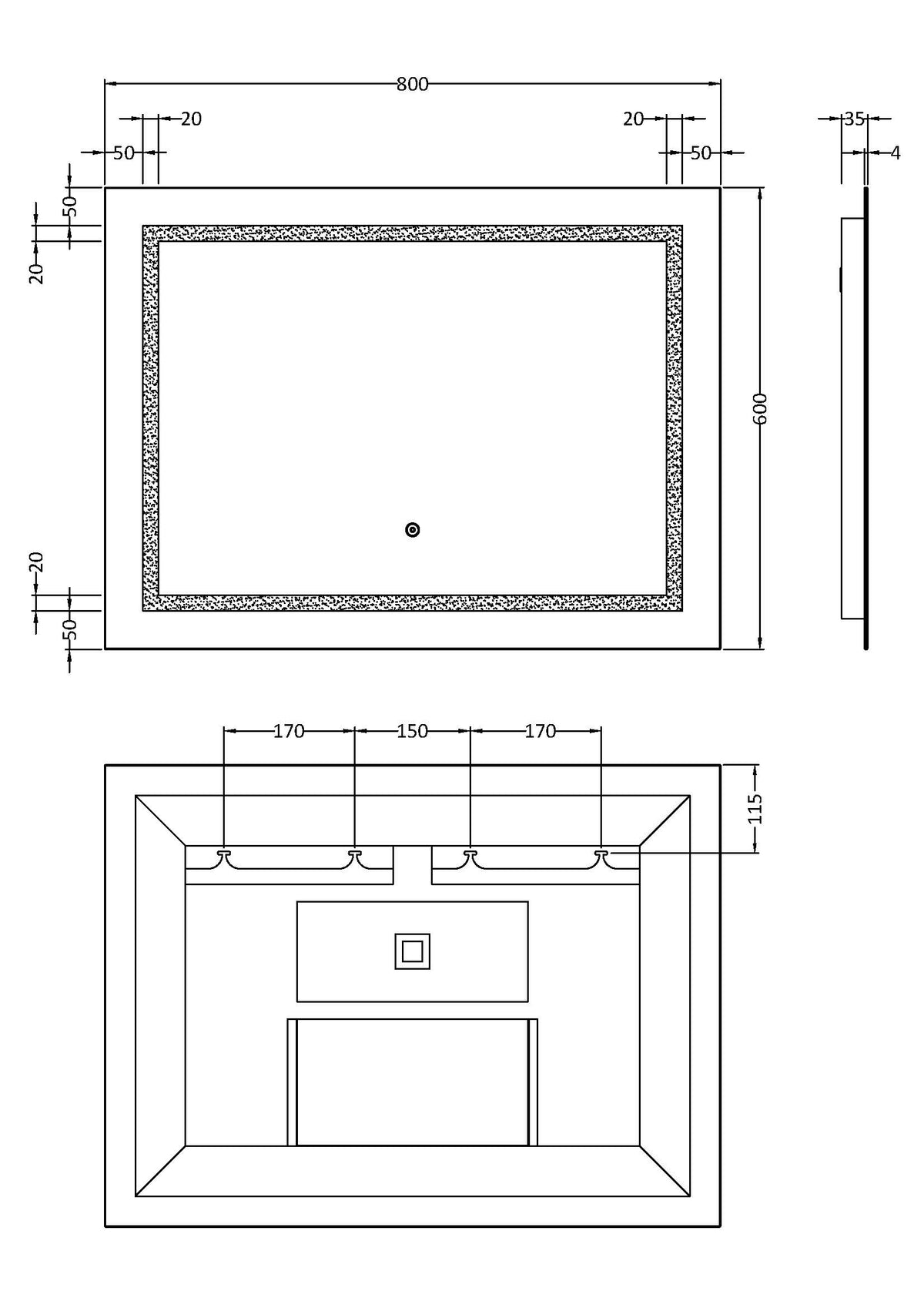 Enif 800mm x 600mm Touch Sensor Mirror - Mersey Bathrooms Ltd