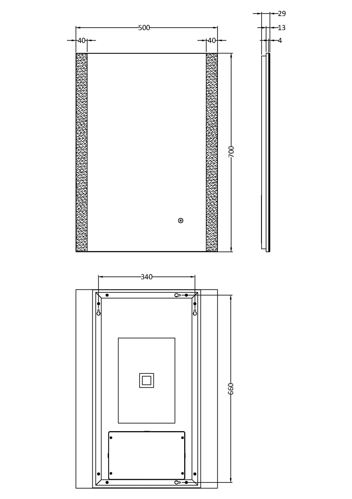 Castor 700mm x 500mm Ambient Mirror - Mersey Bathrooms Ltd