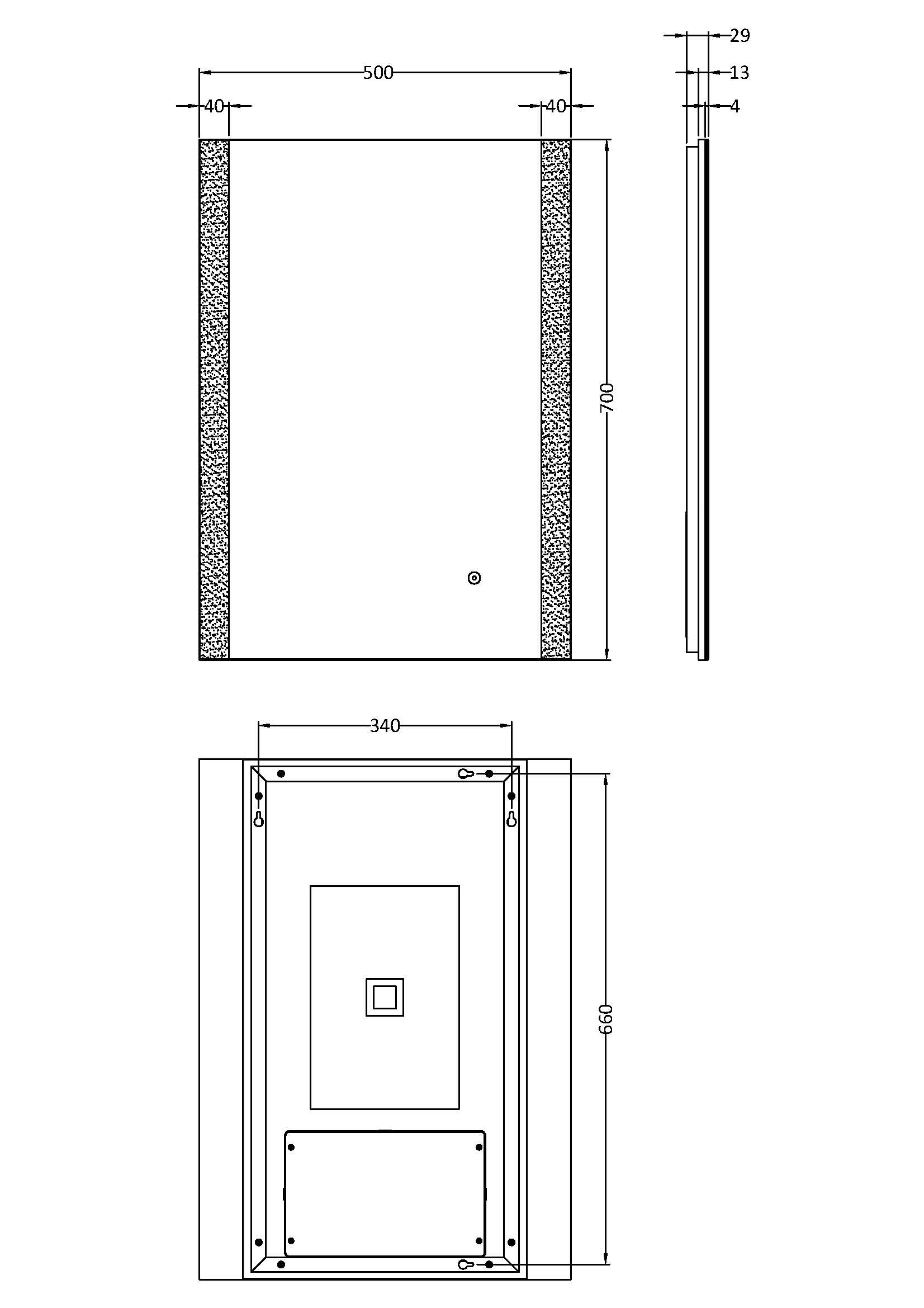 Castor 700mm x 500mm Ambient Mirror - Mersey Bathrooms Ltd