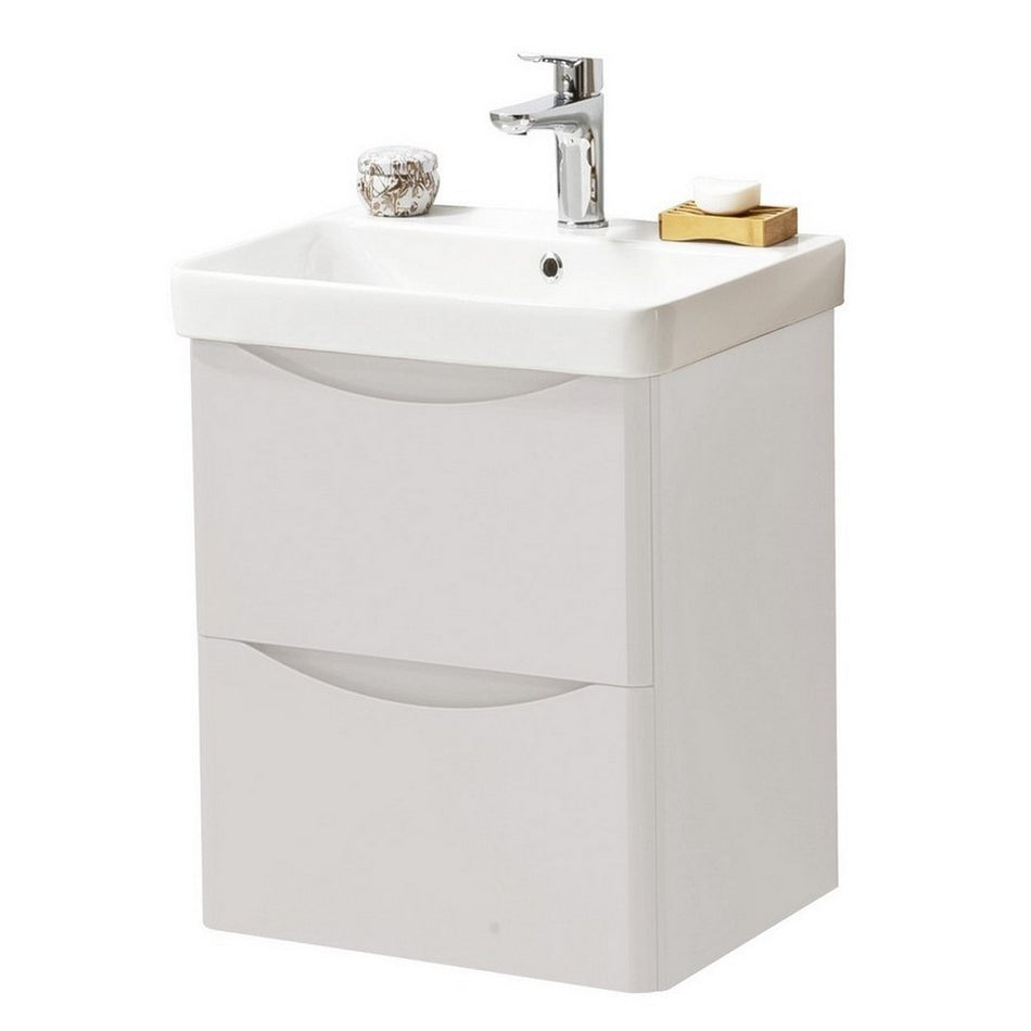 Kartell Arc Wall Mounted Two Drawer Unit and Ceramic Basin-Cashmere