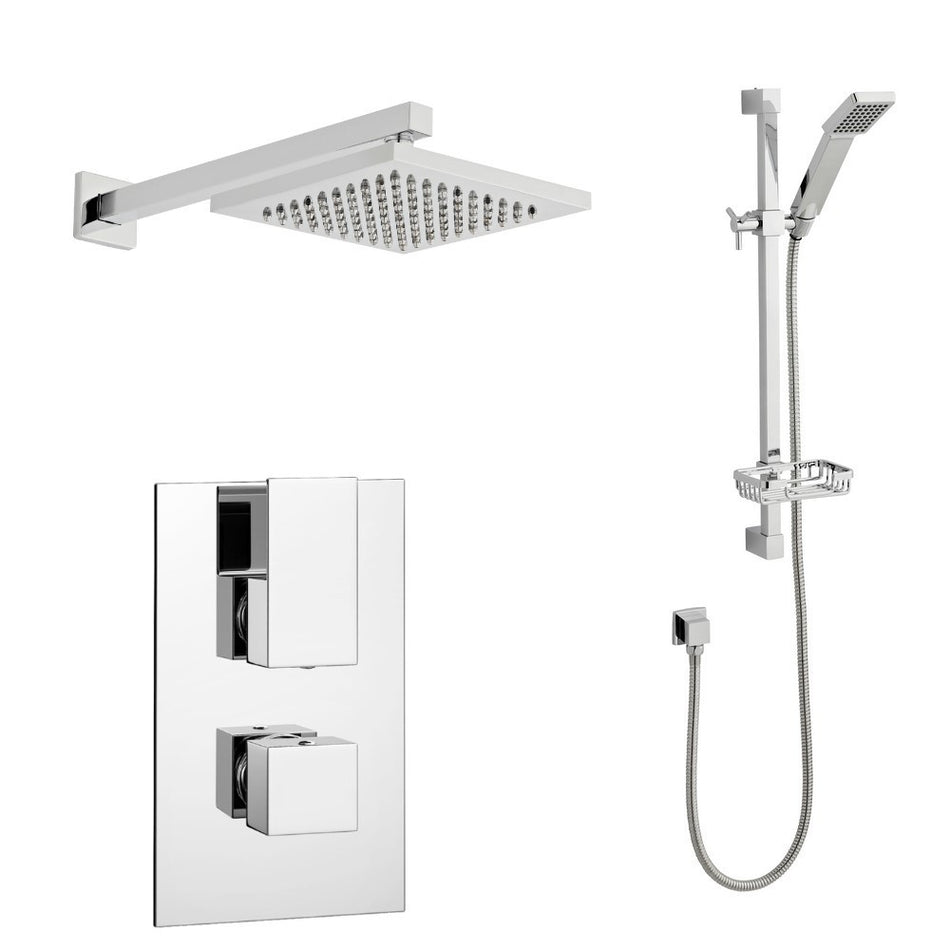 Kartell Element Thermostatic Concealed Shower with Adjustable Slide Rail Kit & overhead Drencher