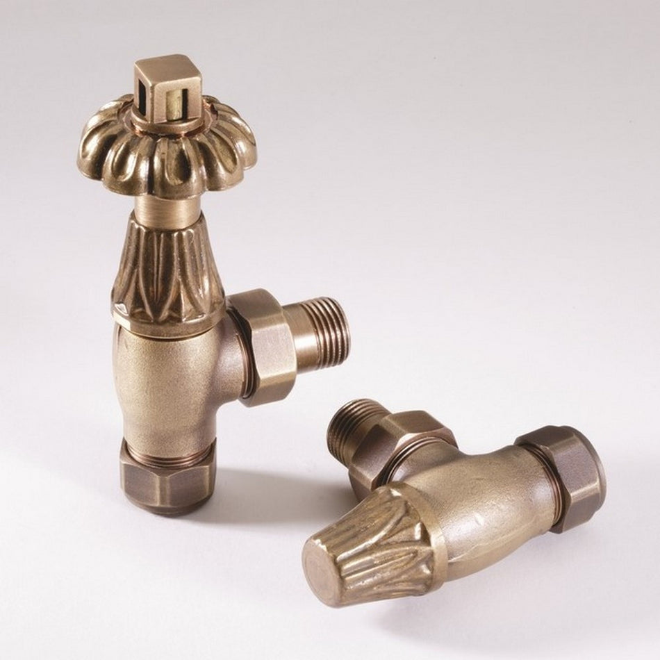 Kartell Nostalgia Thermostatic Angled Brass Twin Valve Pack