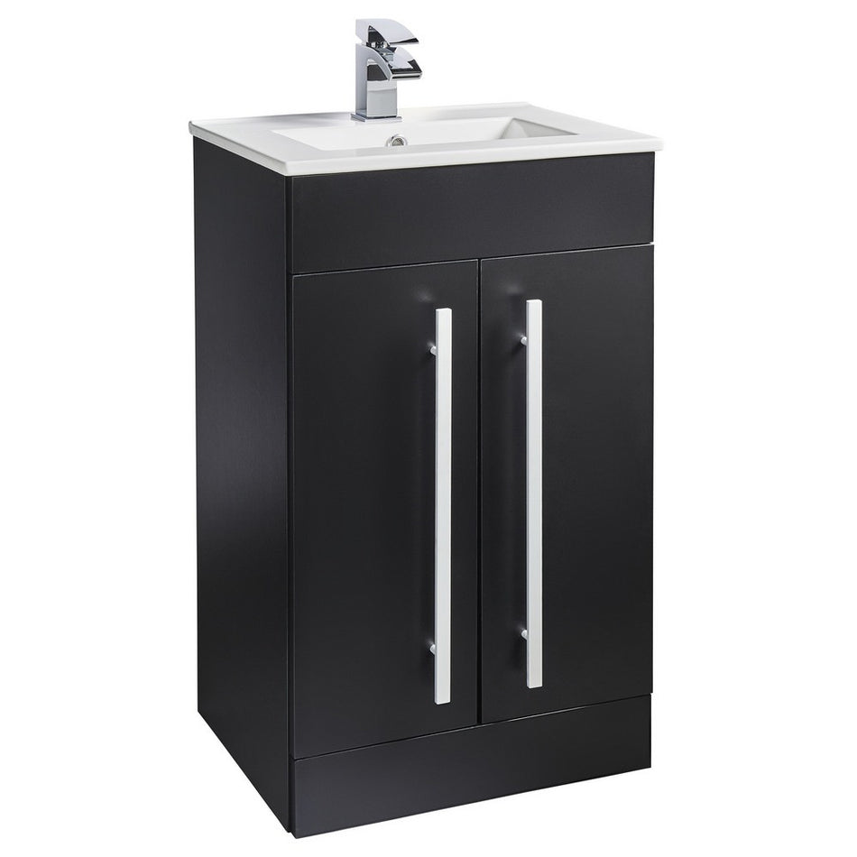 Kartell Purity Nero Matt Black Floorstanding 500mm Two Door Vanity Unit