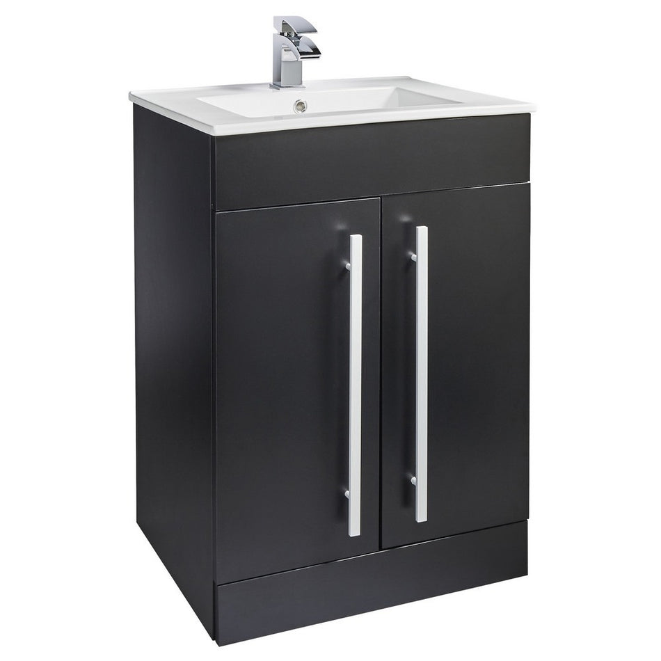 Kartell Purity Nero Matt Black Floorstanding 600mm Two Door Vanity Unit