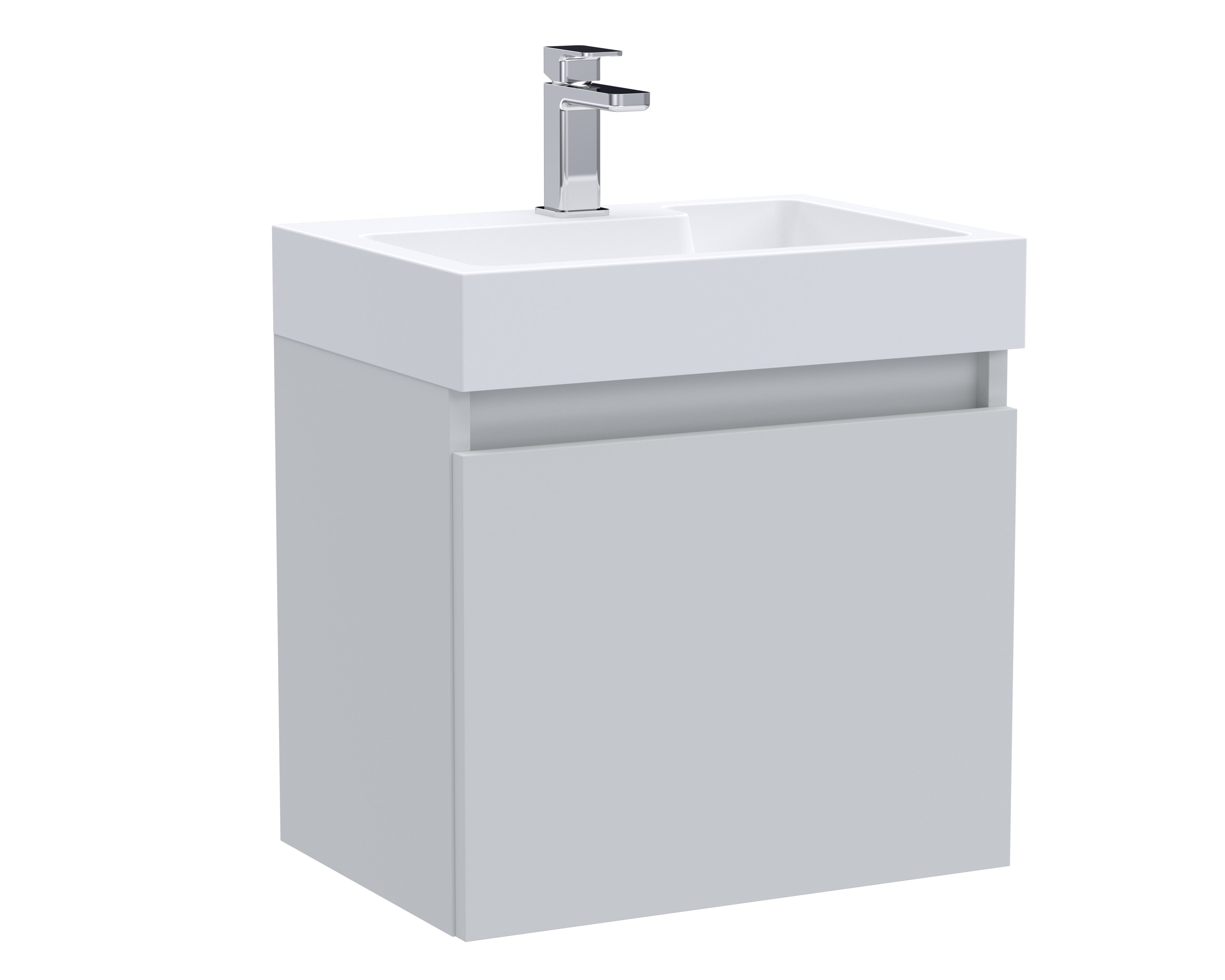 Merit Wall Hung Single Door Vanity and Ceramic Basin 500mm - Mersey Bathrooms Ltd