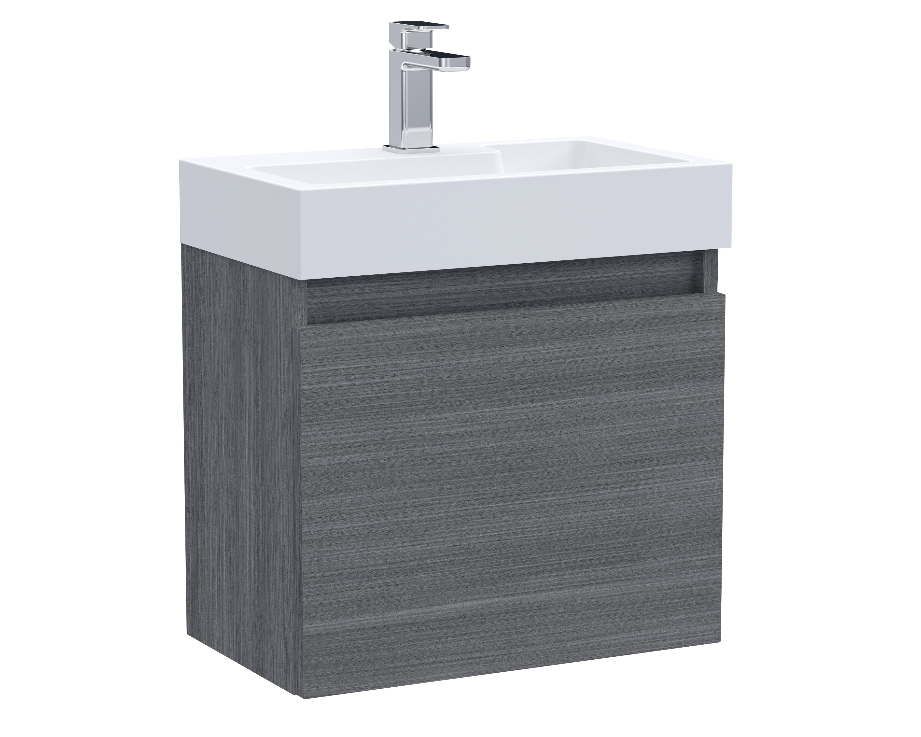 Merit Wall Hung Slimline Single Door Vanity and Ceramic Basin 500mm - Mersey Bathrooms Ltd