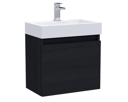 Merit Wall Hung Slimline Single Door Vanity and Ceramic Basin 500mm - Mersey Bathrooms Ltd