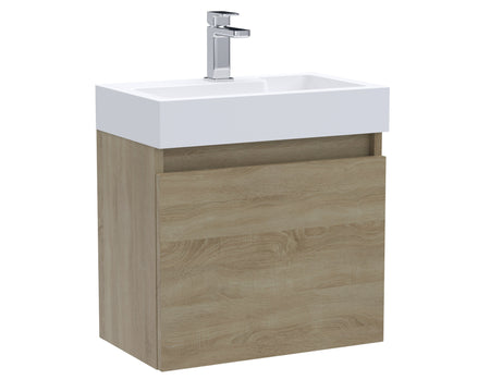 Merit Wall Hung Slimline Single Door Vanity and Ceramic Basin 500mm - Mersey Bathrooms Ltd