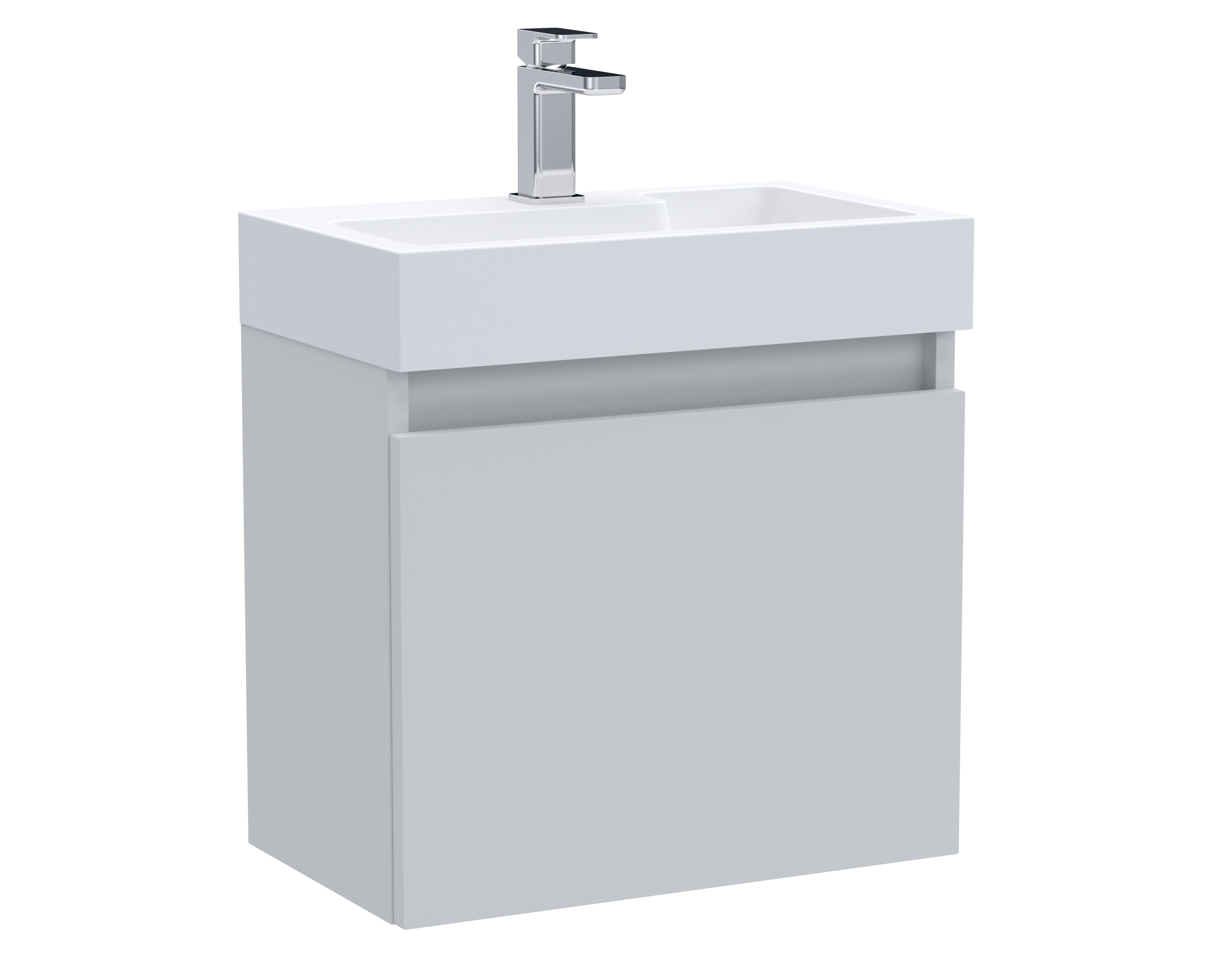 Merit Wall Hung Slimline Single Door Vanity and Ceramic Basin 500mm - Mersey Bathrooms Ltd