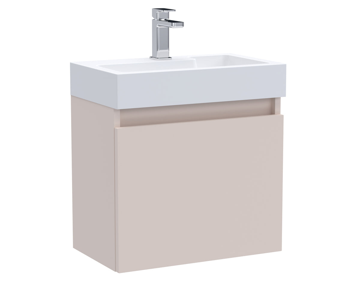 Merit Wall Hung Slimline Single Door Vanity and Ceramic Basin 500mm - Mersey Bathrooms Ltd