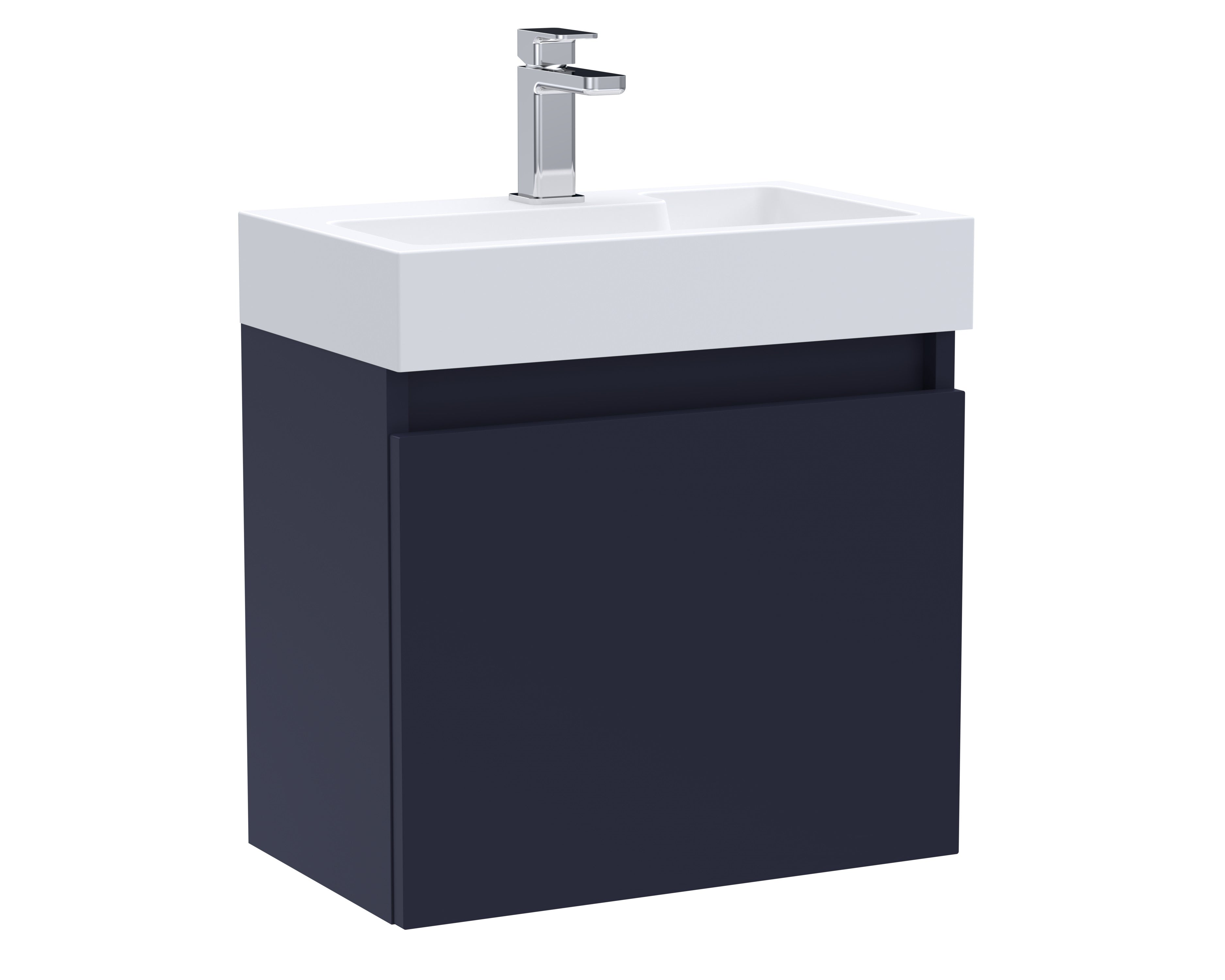 Merit Wall Hung Slimline Single Door Vanity and Ceramic Basin 500mm - Mersey Bathrooms Ltd