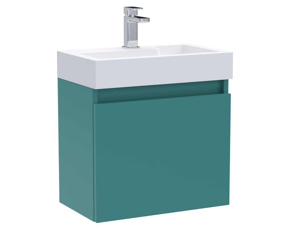 Merit Wall Hung Slimline Single Door Vanity and Ceramic Basin 500mm - Mersey Bathrooms Ltd