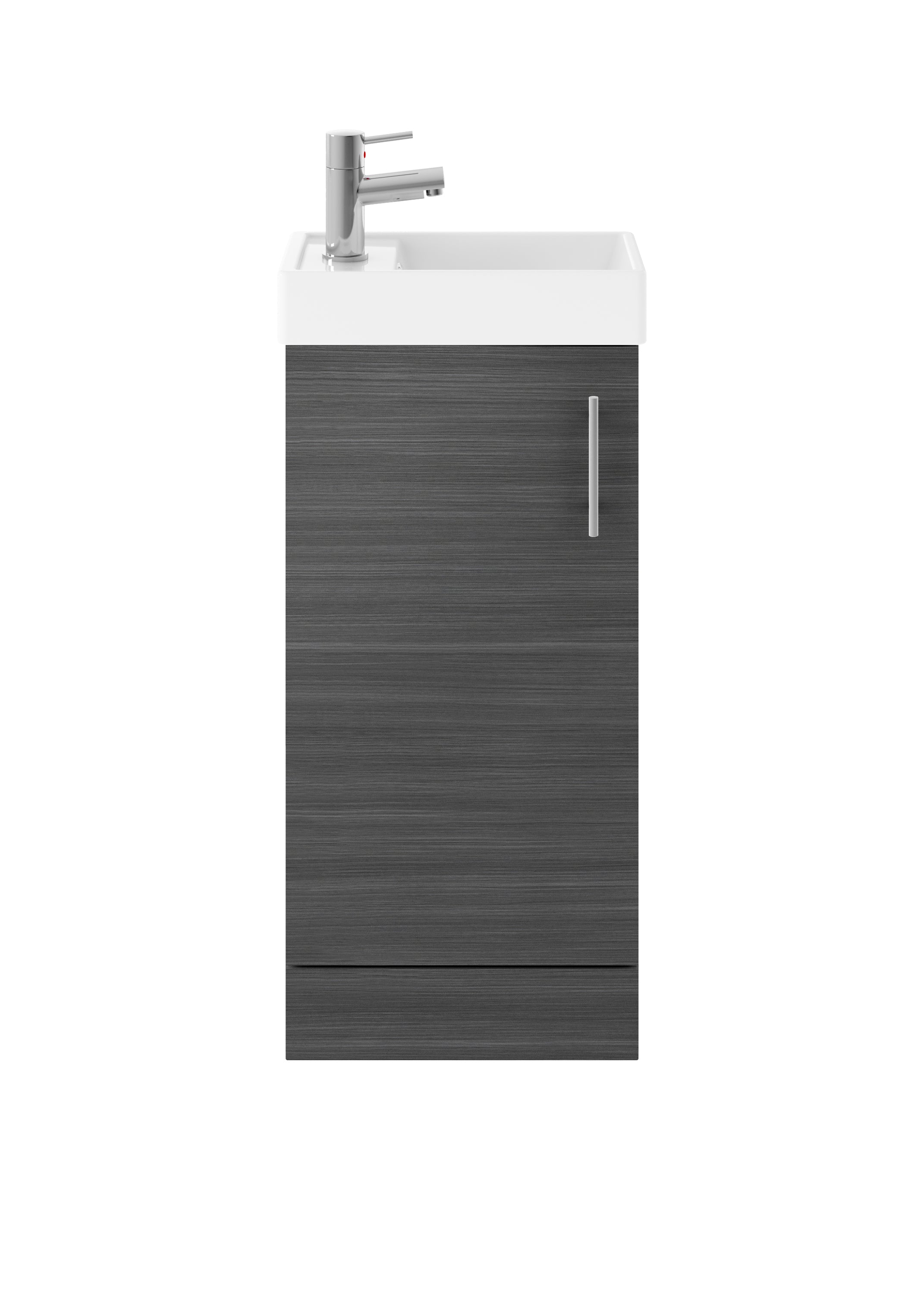 Vault Floor Standing Single Door Compact Vanity Unit with Ceramic Basin 400mm - Mersey Bathrooms Ltd