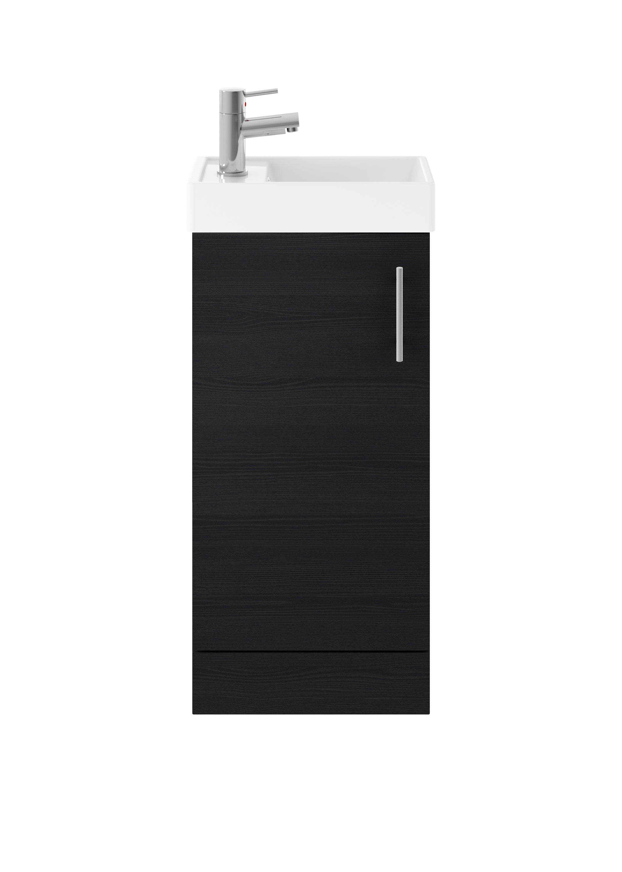 Vault Floor Standing Single Door Compact Vanity Unit with Ceramic Basin 400mm - Mersey Bathrooms Ltd