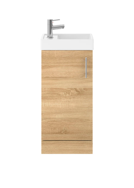 Vault Floor Standing Single Door Compact Vanity Unit with Ceramic Basin 400mm - Mersey Bathrooms Ltd