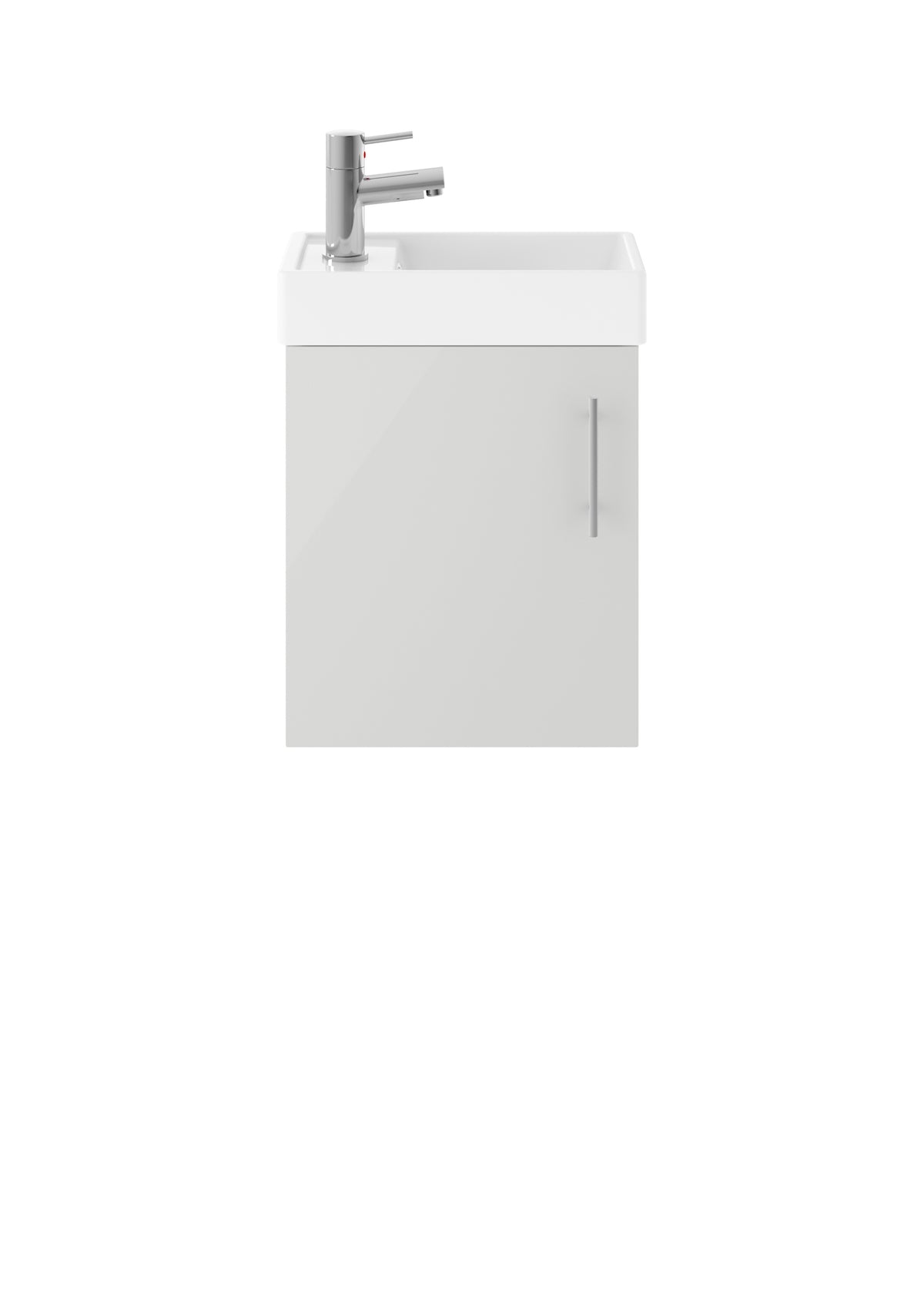 Vault Wall Hung Single Door Compact Vanity Unit with Ceramic Basin 400mm - Mersey Bathrooms Ltd