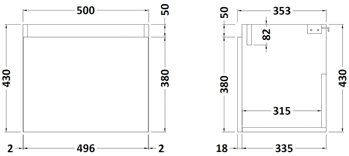 Merit Wall Hung 1 Door Vanity Unit 500mm - Mersey Bathrooms Ltd