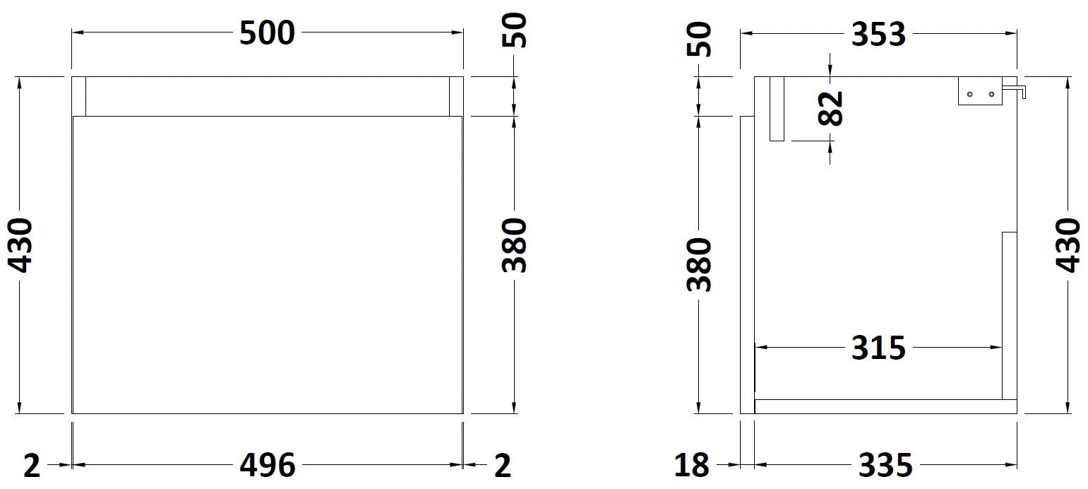 Merit Wall Hung 1 Door Vanity Unit 500mm - Mersey Bathrooms Ltd