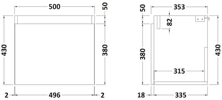 Merit Wall Hung 1 Door Vanity Unit 500mm - Mersey Bathrooms Ltd